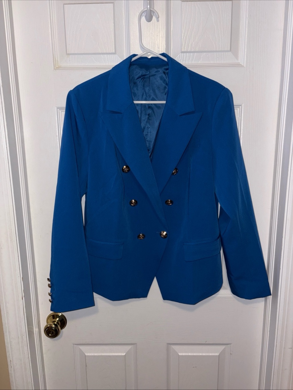 Women's Double-Breasted Blue Blazer Jacket xl
